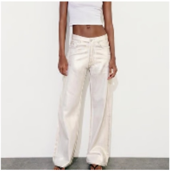 Zara TRF mid waist loose foil Jeans - Picture 4 of 15